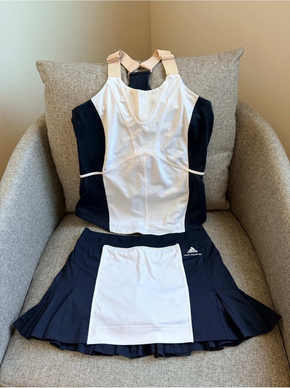 Stella McCartney Adidas Barricade Navy & White Tennis Skirt & Tank Small